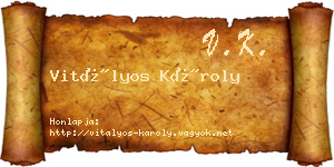 Vitályos Károly névjegykártya